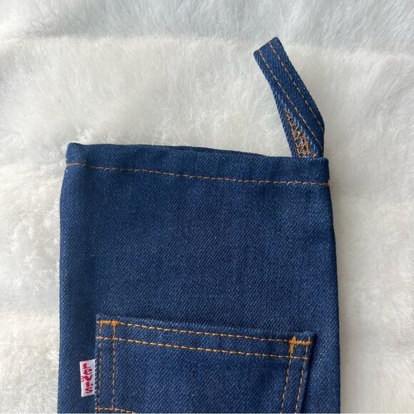 RARE Vintage 70s Levi’s Denim Jean Christmas Stocking Sock Indigo Blue USA - Picture 12 of 13